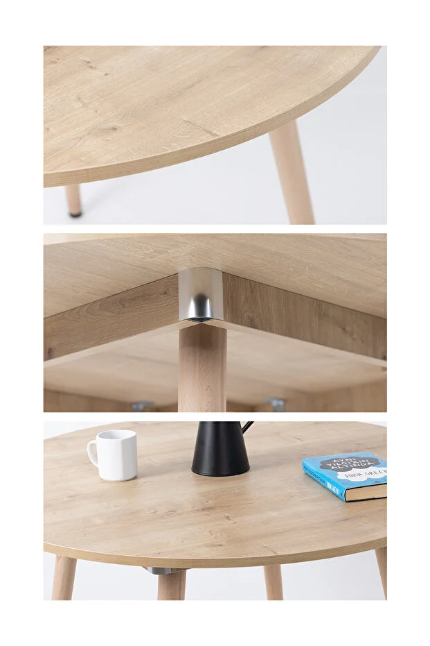 Bistro 80 Cm / Yuvarlak Mutfak Masası / Yuvarlak Yemek Masası / Meşe